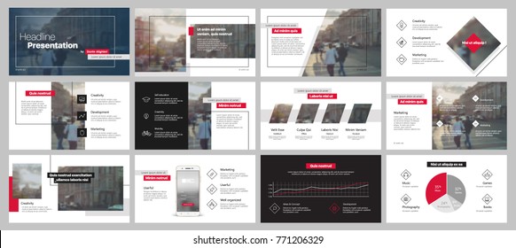 Red and black presentation templates elements on a white background. Vector infographics. Use in Presentation, flyer and leaflet, corporate report, marketing, advertising, annual report, banner.