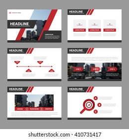 Red Black presentation templates Infographic elements flat design set for brochure flyer leaflet marketing advertising