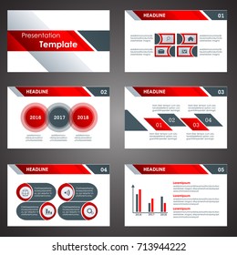 Red and black presentation templates Infographic elements flat design set for brochure flyer leaflet marketing