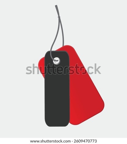 Red and black price tag set. Price tag collection. Blank cardboard price tags. Set of sale tags and labels. Vector illustration. Black Friday sale.