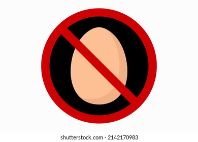 red and black prohibition sign against egg on white background,vector illustration