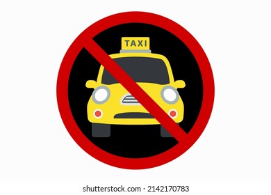 red and black prohibition sign with taxi car on white background,vector illustration