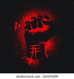 Red - black protest logo. Fist raised up.
