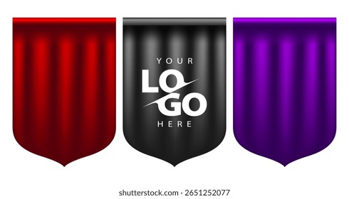 Banners de logotipo personalizáveis vermelho, preto, roxo