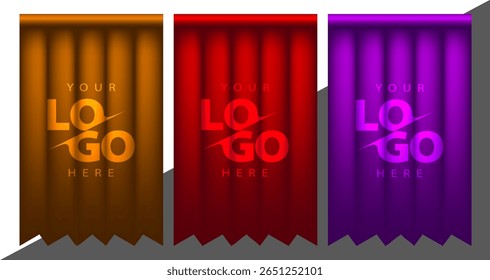 Banners de logotipo personalizáveis vermelho, preto, roxo