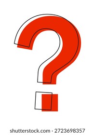 Ilustración de signo de interrogación rojo y negro con fondo blanco.