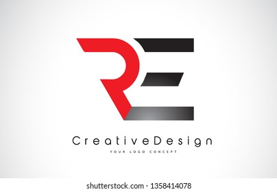 Red and Black RE R E Letter Logo Design in Black Colors. Creative Modern Letters Vector Icon Logo Illustration.