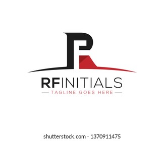 Red Black R F initial anagram logo