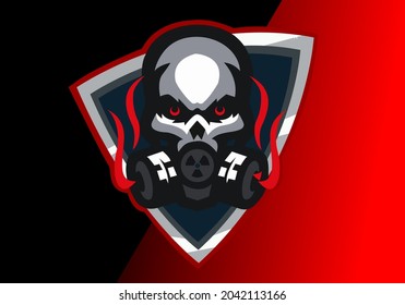 red and black raw skull esport logo