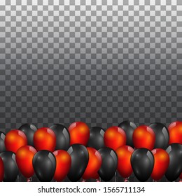Red and black realistic vector balloons, elegant background for sale 
 for  web and print, luxury decoration for holiday sale, black Friday or other special offer banner or poster