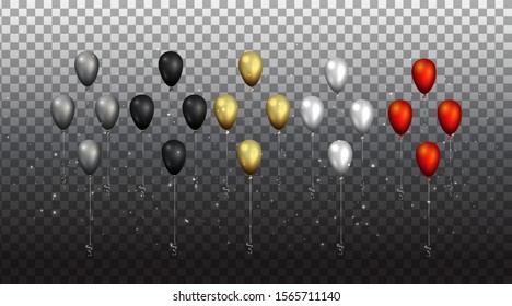 Red and black realistic vector balloons, elegant background for sale 
 for  web and print, luxury decoration for holiday sale, black Friday or other special offer banner or poster