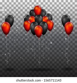 Red and black realistic vector balloons, elegant background for sale 
 for  web and print, luxury decoration for holiday sale, black Friday or other special offer banner or poster