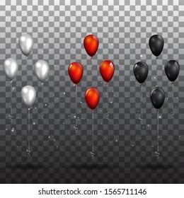 Red and black realistic vector balloons, elegant background for sale 
 for  web and print, luxury decoration for holiday sale, black Friday or other special offer banner or poster