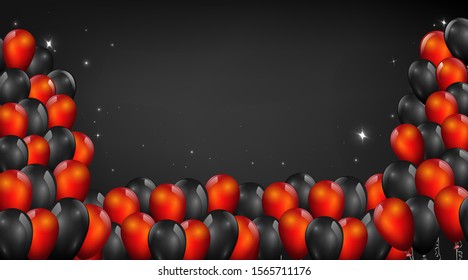 Red and black realistic vector balloons, elegant background for sale 
 for  web and print, luxury decoration for holiday sale, black Friday or other special offer banner or poster