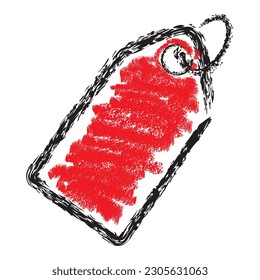 red black rectangle crayon tag vector 

