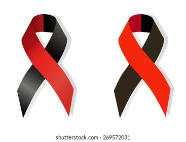 Red and black  ribbon awareness as symbol of atheist solidarity, Survivors of Homicide Victims awareness and solidarity with the right sectors and Ukrainian Insurgent Army