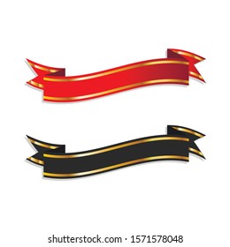 Red and black ribbon with gold on a white background. Vector illustration.