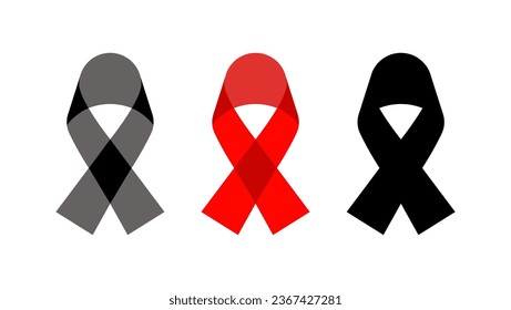 Cintas rojas y negras para el día mundial del sida, con geometría ideal, posible cambio de color en cualquier parte de la imagen