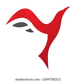 Red and Black Rising Bird Shaped Letter Y Icon on a White Background