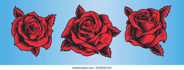 red and black roses illustration. colorful abstract roses art concept for decoration. print ready high quality eps vector file. dream flowers in graphic designs.