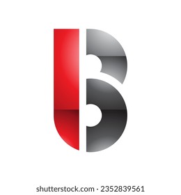 Red and Black Round Glossy Disk Shaped Letter B Icon on a White Background