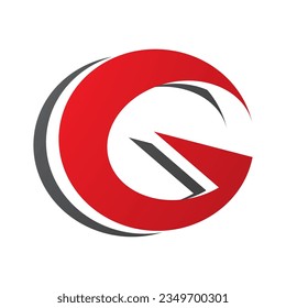 Red and Black Round Layered Letter G Icon on a White Background