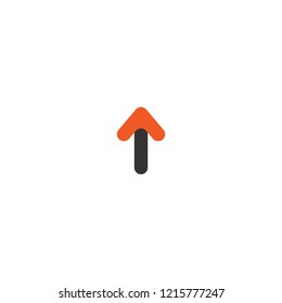 red and black rounded arrow up icon. Isolated on white. Upload icon.  Upgrade sign. North pointing arrow.