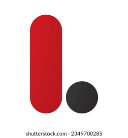 Letra roja y negra redondeada L icono en un fondo blanco