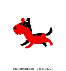 Red And Black Running Dog Vector Style Art
