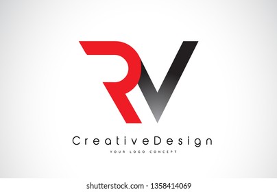 Red and Black RV R V Letter Logo Design in Black Colors. Creative Modern Letters Vector Icon Logo Illustration.