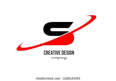 Red black S alphabet letter logo with big swoosh. Corporate creative template design for company and business