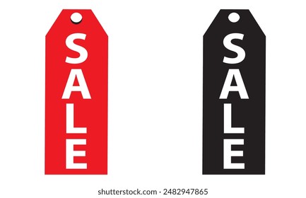 Red and black Sale Tag. Vector illustration. EPS 10