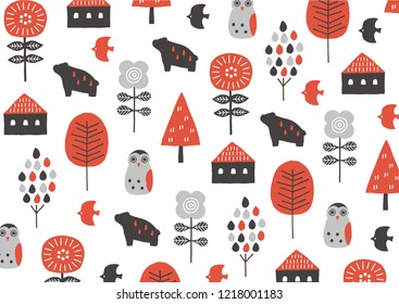 red and black scandinavian pattern
