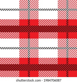 Red and black Scotland textile seamless pattern. Fabric texture check tartan plaid. Abstract geometric background for cloth, card, fabric. Monochrome graphic repeating design. Modern squared ornament