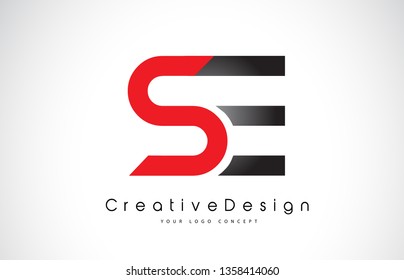 Red and Black SE S E Letter Logo Design in Black Colors. Creative Modern Letters Vector Icon Logo Illustration.