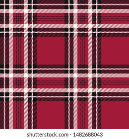 Red and black seamless vector tartan plaid pattern. All over fabric texture print.