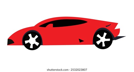 Red and black Sedan sports car transportation vehicle vector illustration.