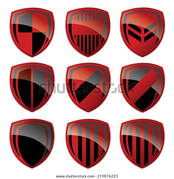 Red Black Shield Design Vector Stock Vector (Royalty Free) 219876223