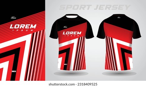 red black shirt soccer football sport jersey template design mockup