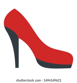 Red black shoe icon. Flat illustration of red black shoe vector icon for web design