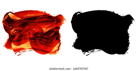 Red and Black silhouette brush stroke. Grunge vector abstract hand - painted element. Underline and border design.