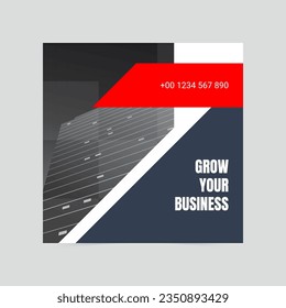 Red and black simple grow your business social media cover template
