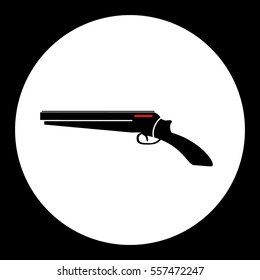 red and black simple hand gun lupara icon eps10