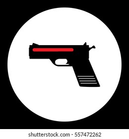 red and black simple hand gun pistol icon eps10