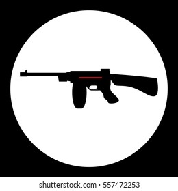 red and black simple sub-machine gun icon eps10