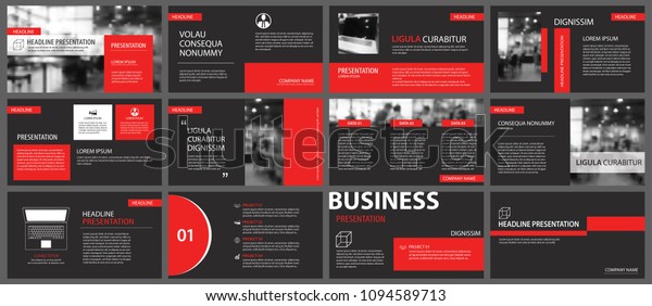 Red Black Slide Presentation Templates Background Stock Vector (Royalty ...