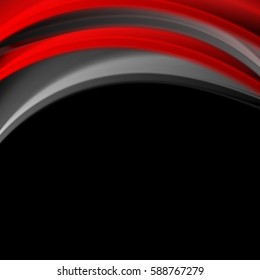 Red and black smooth waves corporate background. Vector design