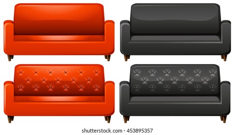 Red And Black Sofa Illustration
