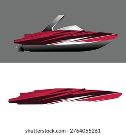 Red and Black Speedboat Livery Design, Racing Boat Vinyl Wrap Sticker Decal