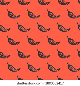 Red and Black Spicy Hot Pepper Chillies Vector Silhouette Seamless Pattern can be used for Background and Apparel